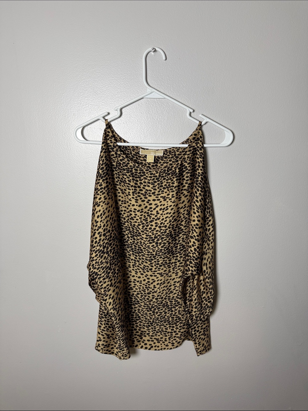 Michael Kors Leopard Print Blouse Tan & Black Size Medium